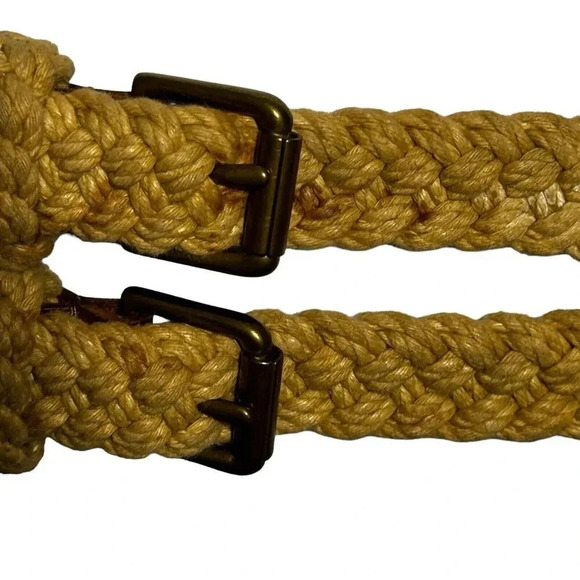Ralph Lauren Collection Tri-strap beige rope & Leather Safari o-ring belt size L - Picture 3 of 10